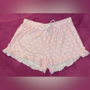 Pink and White Heart Pajama Shorts